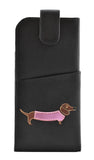 Mala Pink Grey Black Leather Dachshund Dog Puppy Glasses Specs Case