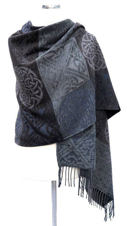 Celtic Knot Slate Grey Jacquard Shawl
