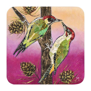 Dawn Maciocia 'Knock Knock' Cute Woodpecker Bird Coaster Table Mat