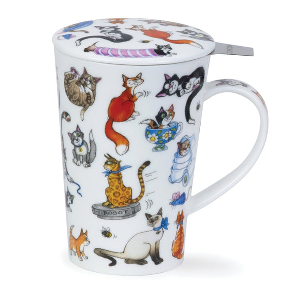 Dunoon Fine Bone China Colourful Humour Pussy Cat Kitten Tea Infuser Shetland Mug