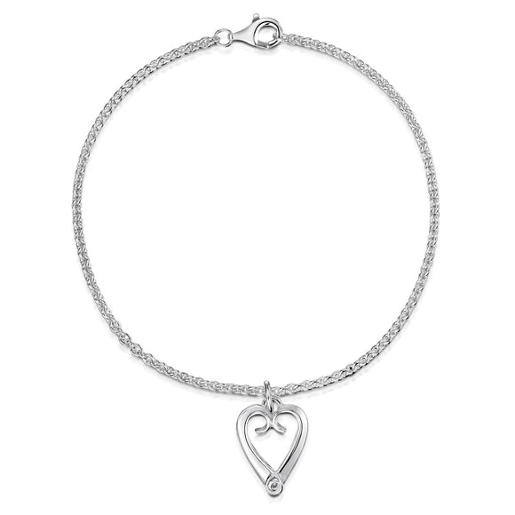 Glenna Jewellery Scottish Eternal Love Heart Sterling Silver Bracelet Bangle