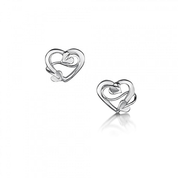 Glenna Jewellery Scottish Sweetheart Love Heart Sterling Silver Stud Earrings