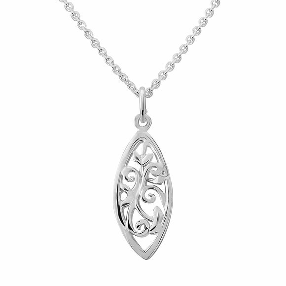 Glenna Jewellery Scottish Woodland Garden Floral Flower Sterling Silver Pendant Necklace
