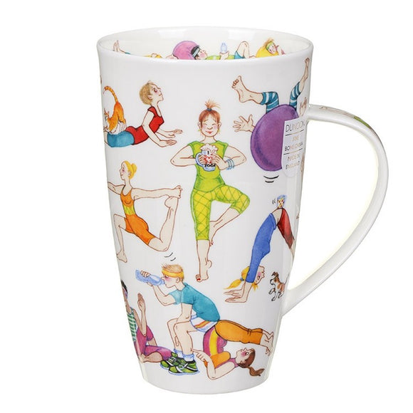 Dunoon Flexible Friends Yoga Work Out Funny Fine Bone China Large Mug Henley Style