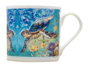 Dawn Maciocia Lovely 'Coral Patrol' Sea Turtle Fine Bone China Mug Cup