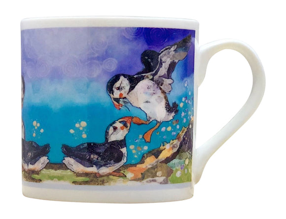 Dawn Maciocia Lovely 'Love On The Rocks' Scottish Highland Puffin Bird Fine Bone China Mug Cup