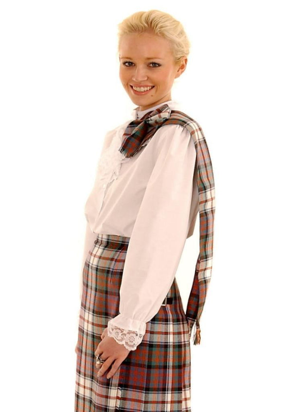 Scottish 100% Wool Tartan Ladies Mini Sash With Rosette - Robertson Hunting Modern