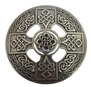 Gaelic Themes Celtic Cross Sash Shawl Plaid Brooch Pin