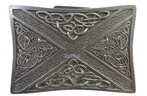 Gaelic Themes Scottish Saltire Flag & Celtic Knot Kilt Belt Buckle