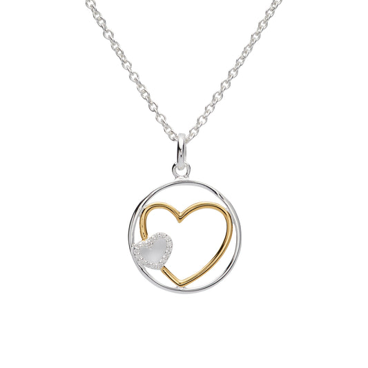 Sterling Silver Yellow Gold Plated Heart Necklace