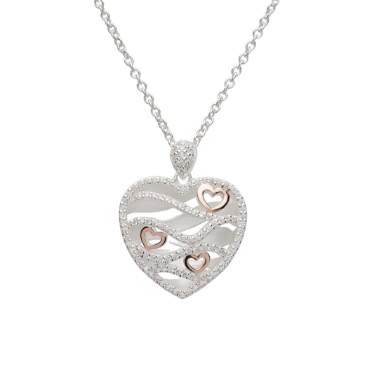 Sterling Silver Rose Gold Heart Necklace