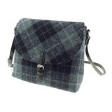 Glen Appin Of Scotland Harris Tweed Black & Grey Tartan Check 'Torridon' Shoulder Handbag Purse