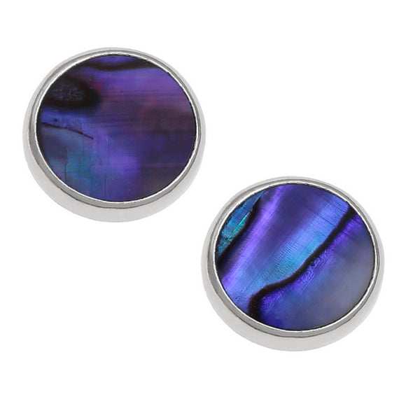 Tide Jewellery Inlaid Paua Shell Round Purple Stud Earrings