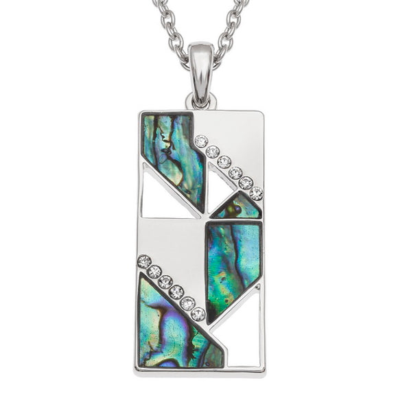Tide Jewellery Inlaid Paua Shell Rectangle Geometric Triangles Necklace Pendant