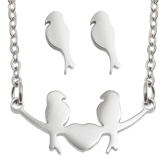 Lovebirds Necklace Pendant & Earring Set