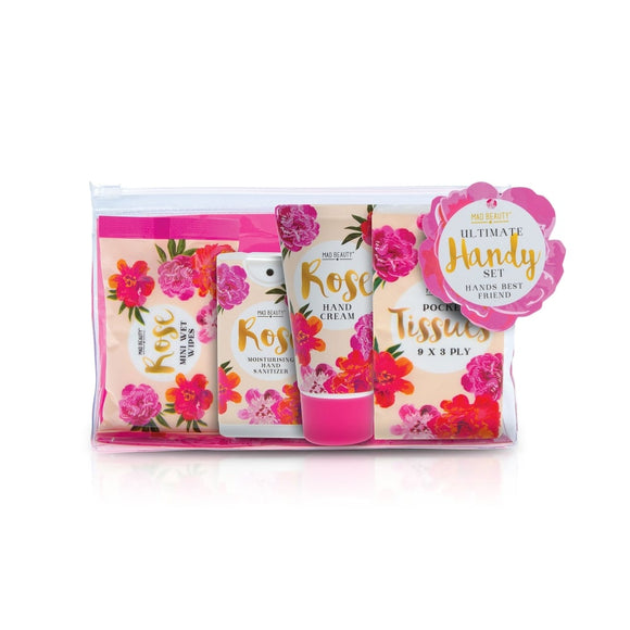 Mad Beauty Rose Peach Wet Wipe Hand Cream Hand Sanitiser Sanitizer Tissue Handy Travel Festival Picnic Set