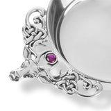 Stunning Pewter Scottish Stag Toasting Celebration Quaich With Purple Amethyst Stone Detail