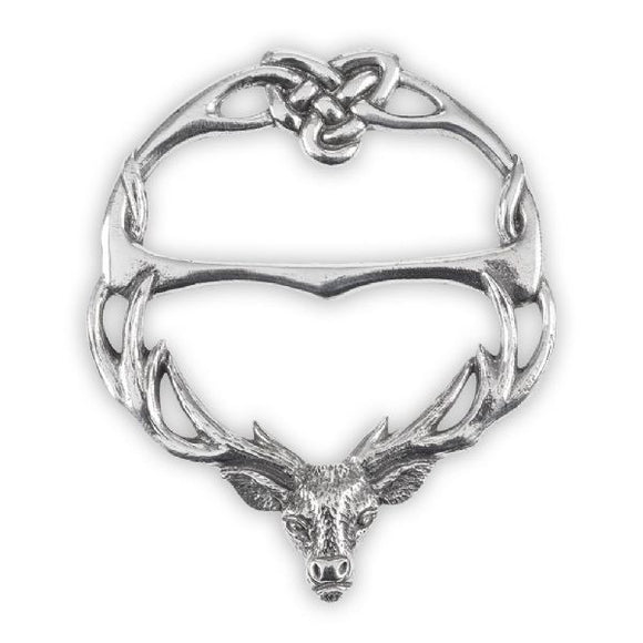 Stunning Pewter Scottish Stag & Celtic Knot Scarf Sash Ring