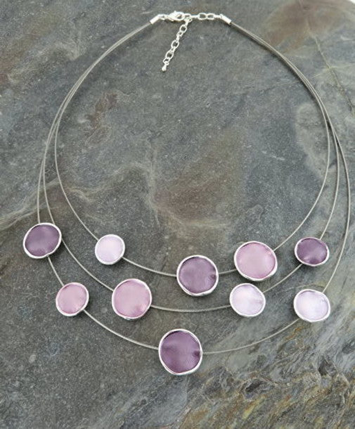 Alexander Thurlow 3 Lenght Purple Circle Scatter Necklace Pendant