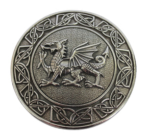 Gaelic Themes Traditional Welsh Dragon & Celtic Knot Sash Shawl Plaid Brooch Pin