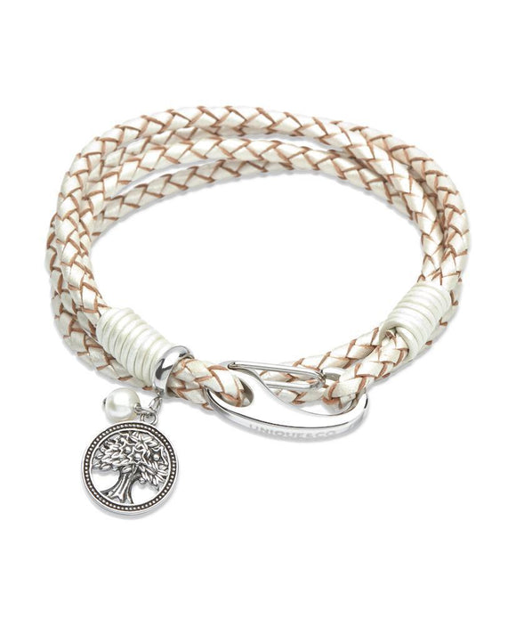 Unique & Co Ladies Pearl Leather Wrap Bracelet with Tree of Life Charm & Pearl Detail