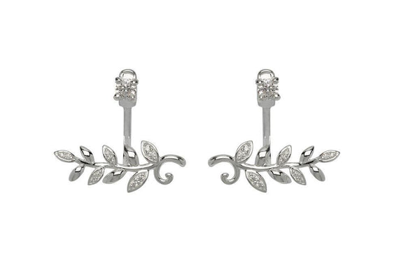 Unique & Co Sterling Silver Stud and Leaf Stud Drop Earrings