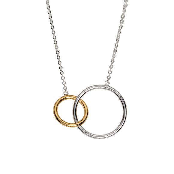 Unique & Co Sterling Silver & Yellow Gold Interlocking Hoops Pendant Necklace