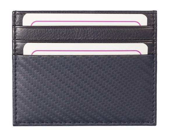 Kalmin Leather Carbon Fibre Effect Card Wallet with RFID Protection