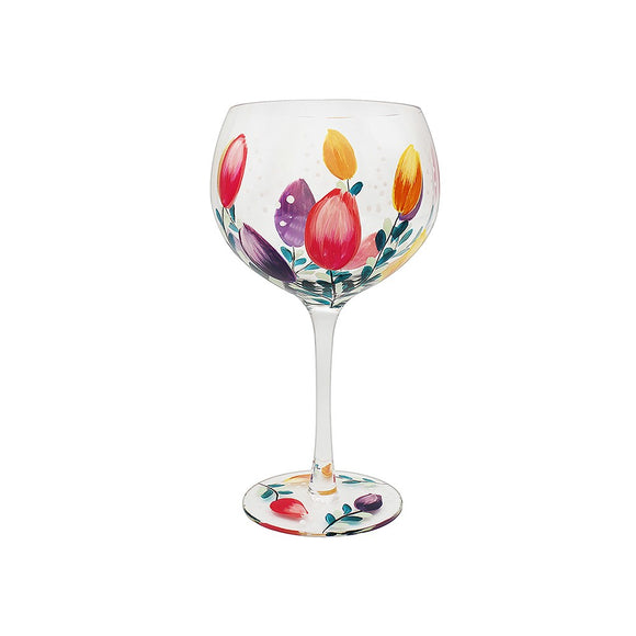 Lynsey Johnstone Hand Painted Tulip Flower Gin Glass