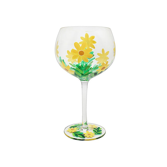 Lynsey Johnstone Hand Painted Yellow Daisy Flower Gin Glass