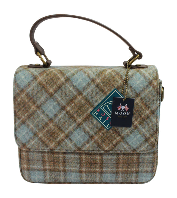 Glen Appin Of Scotland Authentic Moon Tweed Ladies Blue Brown Greta Square Top Handle Handbag Purse