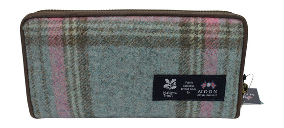 Glen Appin Of Scotland Authentic Moon Tweed Ladies Mint Green Pink Fordon Zip Round Purse Wallet