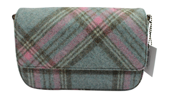 Glen Appin Of Scotland Authentic Moon Tweed Ladies Ellen Mint Green Pink Square Crossbody Handbag Purse