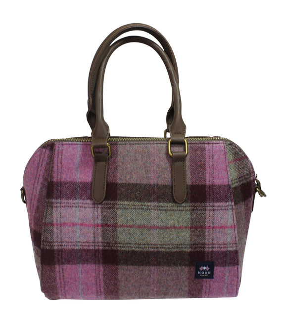 Glen Appin Of Scotland Authentic Moon Tweed Ladies Pink Purple Green Top Handle Grab Handbag Purse