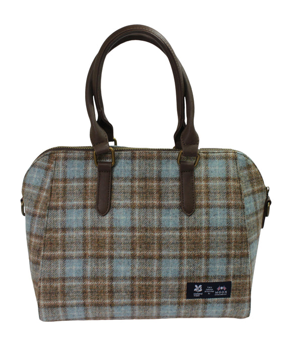 Glen Appin Of Scotland Authentic Moon Tweed Ladies Blue Brown Top Handle Grab Handbag Purse