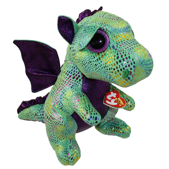Official TY Beanie Boo Green Purple Shiny Dragon - Cinder
