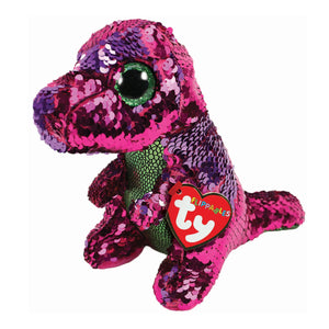 Official TY Beanie Boo Flippable Pink Purple Dinosaur - Stompy