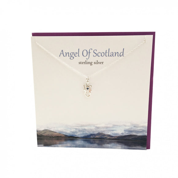 The Silver Studio Scotland Scottish Angel of Scotland Sapphire Gem Stud Earrings Card & Gift Set