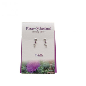 The Silver Studio Scotland Scottish Flower Of Scotland Amethyst Gem Stud Earrings Card & Gift Set
