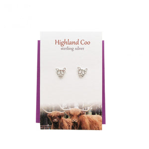 The Silver Studio Scotland Scottish Highland Cow Coo Stud Earrings Card & Gift Set