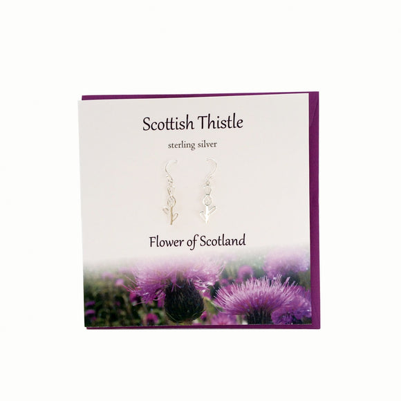 The Silver Studio Scotland Scottish Thistle Dangle Drop Earrings Card & Gift Set