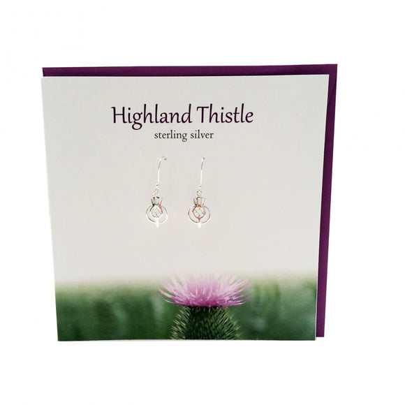 The Silver Studio Scotland Highland Thistle Dangle Drop Earrings Card & Gift Set