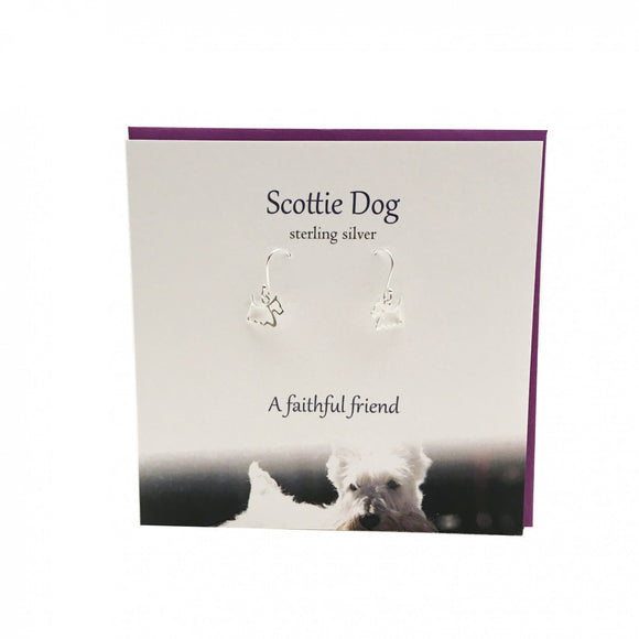 The Silver Studio Scotland Scottie Terrier Dog Dangle Drop Earrings Card & Gift Set