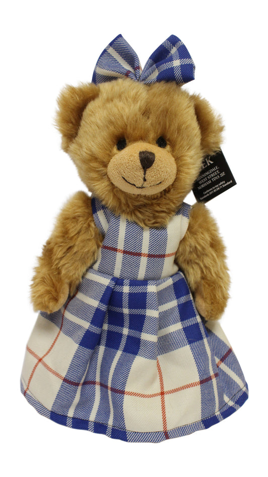 Ronnie Hek Scottish Light Blue Red Stripe Tartan Bella Teddy Bear