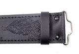 Thistle Embossed 100% Genuine Black Leather Scottish Kilt Belt