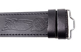 Zoomorphic Celtic Beastie Embossed 100% Genuine Black Leather Scottish Kilt Belt