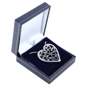 Stunning Large Love Heart Polished Pewter Pendant & Chain