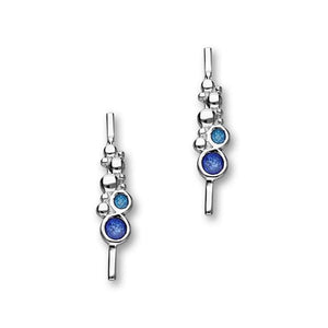 Ortak Dröfn Sterling Silver & Blue Enamel Bar Drop Earrings