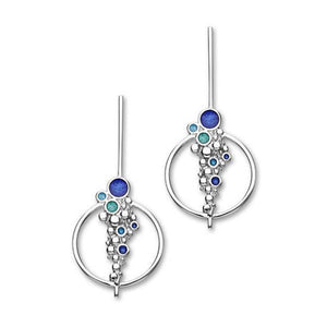 Ortak Dröfn Sterling Silver & Blue Enamel Hoop Drop Earrings