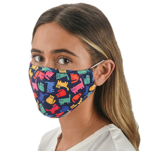 Snoozies! Adult Multi Colour Cat Adjustable Reusable Face Mask